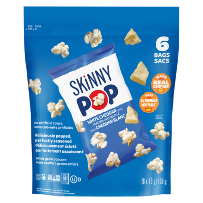 Skinny Pop Popcorn White Cheddar Flavoured 108 g, $6.71/100g