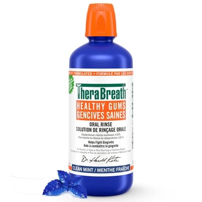 TheraBreath Solution de rinçage orale gencive saines menthe fraîche 1000 ml, 2,10 $/100ml