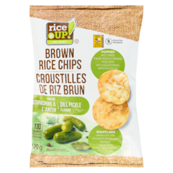 Cosmopolitan x PlusOne Croustilles de riz brun saveur cornichons à l'aneth 120 g, 4,16 $/100g
