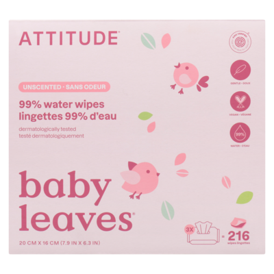 Attitude Lingettes 99% d'eau sans odeur 72 ea, 0,40 $/1ch