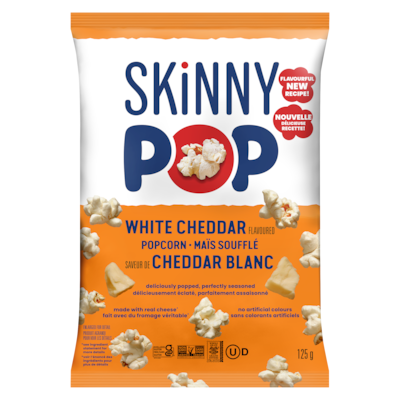 Skinny Pop Popcorn White Cheddar Flavoured 125 g, $4.23/100g