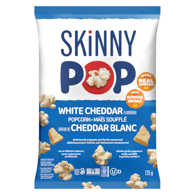 Skinny Pop Maïs soufflé saveur de cheddar blanc 125 g, 4,23 $/100g