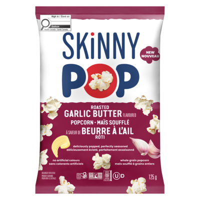 Skinny Pop Popcorn Roasted Garlic Butter Flavoured 125 g, $4.23/100g
