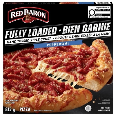 RED BARON Fully Loaded Pepperoni Hand Tossed Crust Frozen Pizza 815 g, $1.23/100g