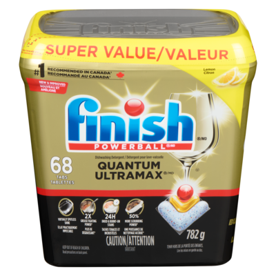 Finish Détergent pour lave-vaisselle super valeur citron 68 ea, 0,53 $/1ch