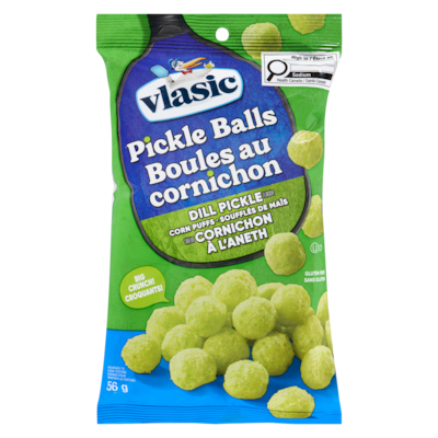 Vlasic Corn Puffs Pickle Balls Dill Pickle Flavour 56 g, $7.48/100g