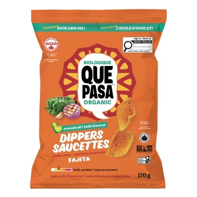 Que Pasa Corn Chips Organic Dippers Fajita 170 g, $3.24/100g
