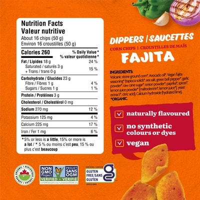 Croustilles de maïs biologiques saucette fajita sac de 170 g