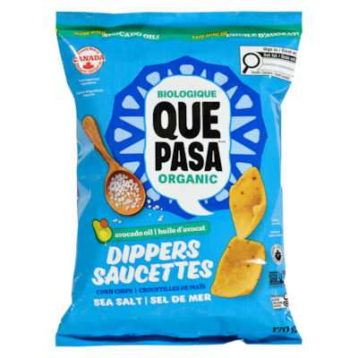 Que Pasa Corn Chips Organic Dippers Sea Salt 170 g, $3.53/100g