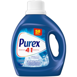 Purex 4 en 1 détergent à lessive liquide, eau froide, 58 brassées 1.94 l, 0,46 $/100ml