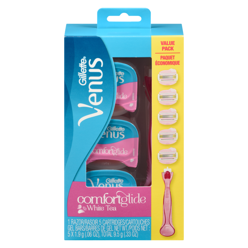 Razor with 5 Cartridges, White Tea