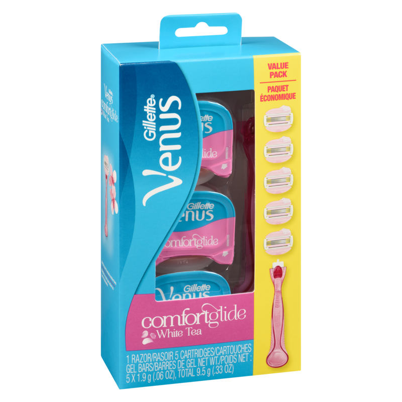 Razor with 5 Cartridges, White Tea