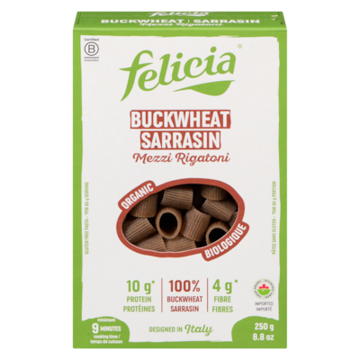 Felicia Gluten Free Pasta Buckwheat Mezzi Rigatoni Organic 250 g, $2.80/100g