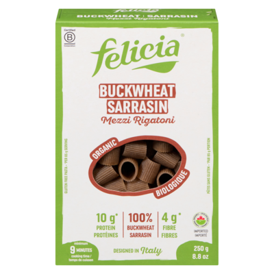 Felicia Pâtes sans gluten sarrasin mezzi rigatoni biologique 250 g, 2,80 $/100g