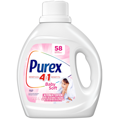 Purex 4 en 1 détergent à lessive liquide, baby soft, 58 brassées 1.94 l, 1,08 $/100ml