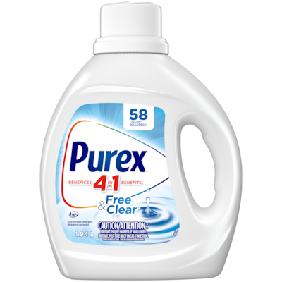 Purex Free & Clear 4 in 1 Concentrated Liquid Laundry Detergent, 58 Loads 1.94 l, $0.52/100ml