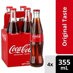Coca-Cola Cola Soda Pop Glass Bottles 4x355.0 ml, $0.63/100ml