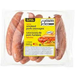 Sans Nom Saucisses de porc fumées épicées 900 g, 1,28 $/100g