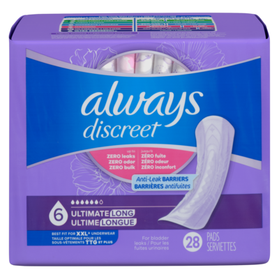 Always Discreet Ultimate Pads, Long, 28 Count 28 ea, $0.68/1ea