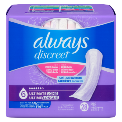 Always Discreet Ultimate Pads, Long, 28 Count 28 ea, $1.04/1ea