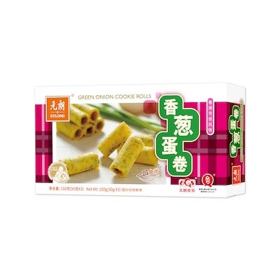 Eulong Egg Cookie Rolls Green Onion 150 g, $3.92/100g