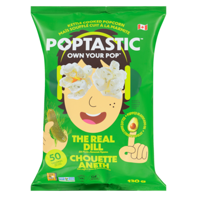 POPTASTIC Kettle Cooked Popcorn The Real Dill 130 g, $4.07/100g