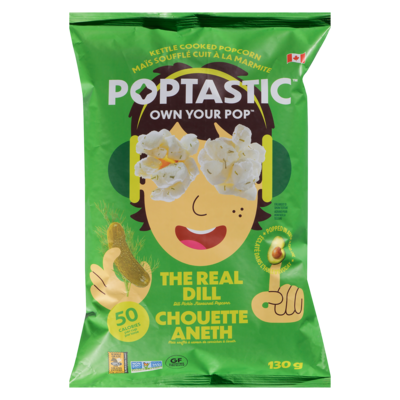 POPTASTIC Kettle Cooked Popcorn The Real Dill 130 g, $3.85/100g
