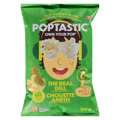 POPTASTIC Maïs soufflé cuit à la marmite chouette aneth 130 g, 3,85 $/100g