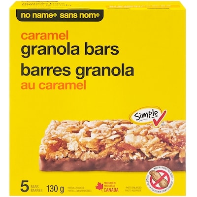 Sans Nom Barres granola au caramel, paquet de 5 130 g, 2,30 $/100g