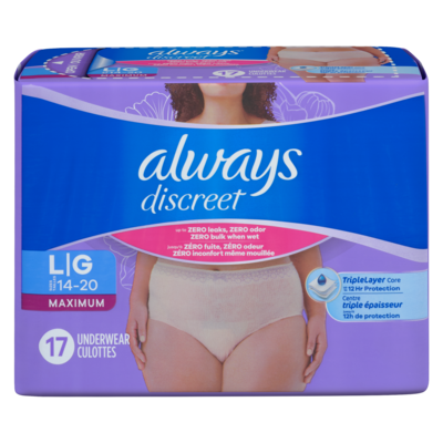 Always Reimagined Adult Diapers For Women, Maximum Incontinence And Postpartum Underwear L, 17 Ct 17 ea, $1.35/1ea