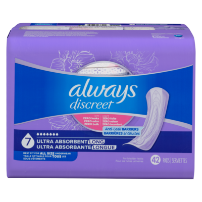 Always Hygiene Pads, Ultra Absorbent Long, 42 Count 42 ea, $0.81/1ea