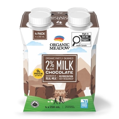 Organic Meadow Organic 2% Chocolate UHT Milk 4x250.0 ml, $1.30/100ml