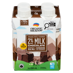 Organic Meadow Organic Partly-Skimmed Milk Chocolate 2% M.F. 4x250.0 ml, $1.00/100ml