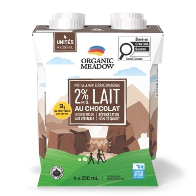 Organic Meadow Lait biologique 2% UHT 4x250.0 ml, 1,30 $/100ml