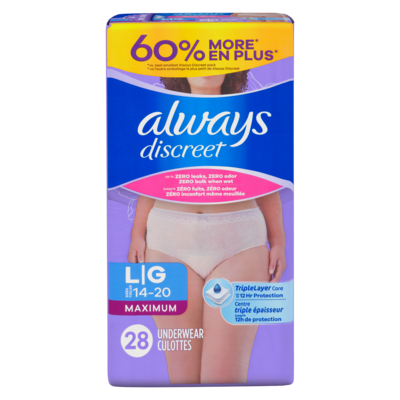 Always Discreet Absorbent Underwear L, 28 Count 28 ea, $1.14/1ea