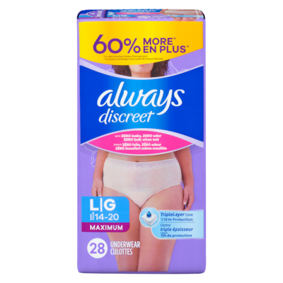 Always Discreet Absorbent Underwear L, 28 Count 28 ea, $1.36/1ea