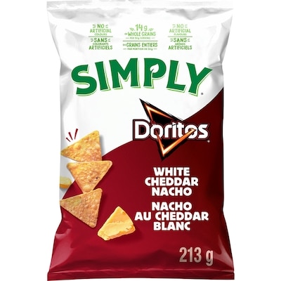 Doritos Chips tortilla Simply Nacho au cheddar blanc 213 g, 3,05 $/100g
