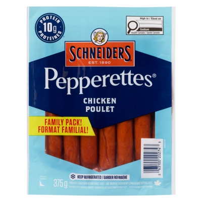 Schneiders Grignotises de saucisson poulet format familial! 375 g, 3,20 $/100g