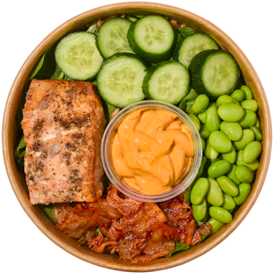 null Korean Salmon Loaded Bowl 370 g, $2.70/100g