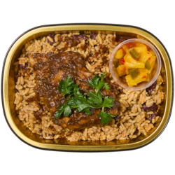 null Poulet à la jerk avec riz et haricots – Plat principal en format individuel 325 g, 2,46 $/100g