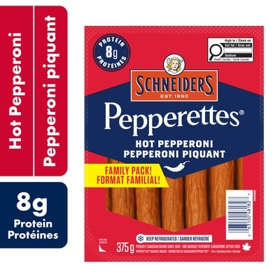 Schneiders Sausage Snacks Hot Pepperoni Family Pack! 375 g, $3.33/100g