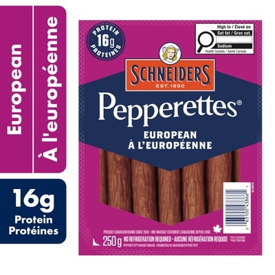 Schneiders Pepperettes, European 250 g, $5.20/100g