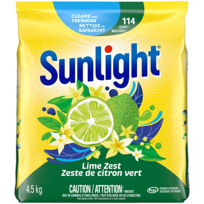Sunlight Powder Laundry Detergent, Lime Zest Scent, 114 Wash Loads 4.5 kg, $0.62/100g
