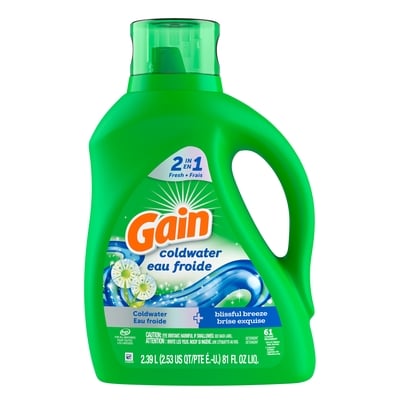 Gain Détergent à lessive liquide eau froide, parfum Brise exquise, 61 brassées 2.395 l, 0,67 $/100ml