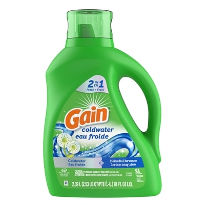 Gain Détergent à lessive eau froide brise exquise 2.395 l, 0,38 $/100ml