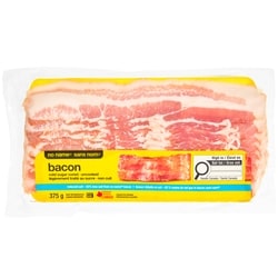 Sans Nom Bacon légèrement traité au sucre 375 g, 1,87 $/100g