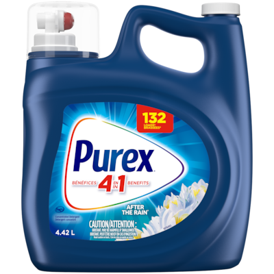 Purex 4 en 1 détergent à lessive liquide, after the rain, 132 brassées 4.42 l, 0,38 $/100ml