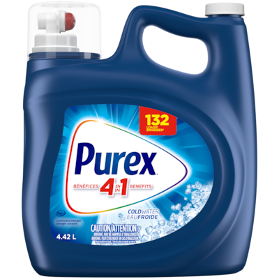 Purex 4 en 1 détergent à lessive liquide, eau froide, 132 brassées 4.42 l, 0,38 $/100ml