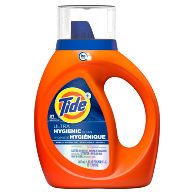 Tide Détergent à lessive liquide Ultra Propreté hygiénique, parfum original, 21 brassées 0.887 l, 1,18 $/100ml