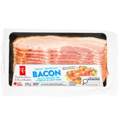 President's Choice Reduced Salt Bacon 375 g, $2.13/100g